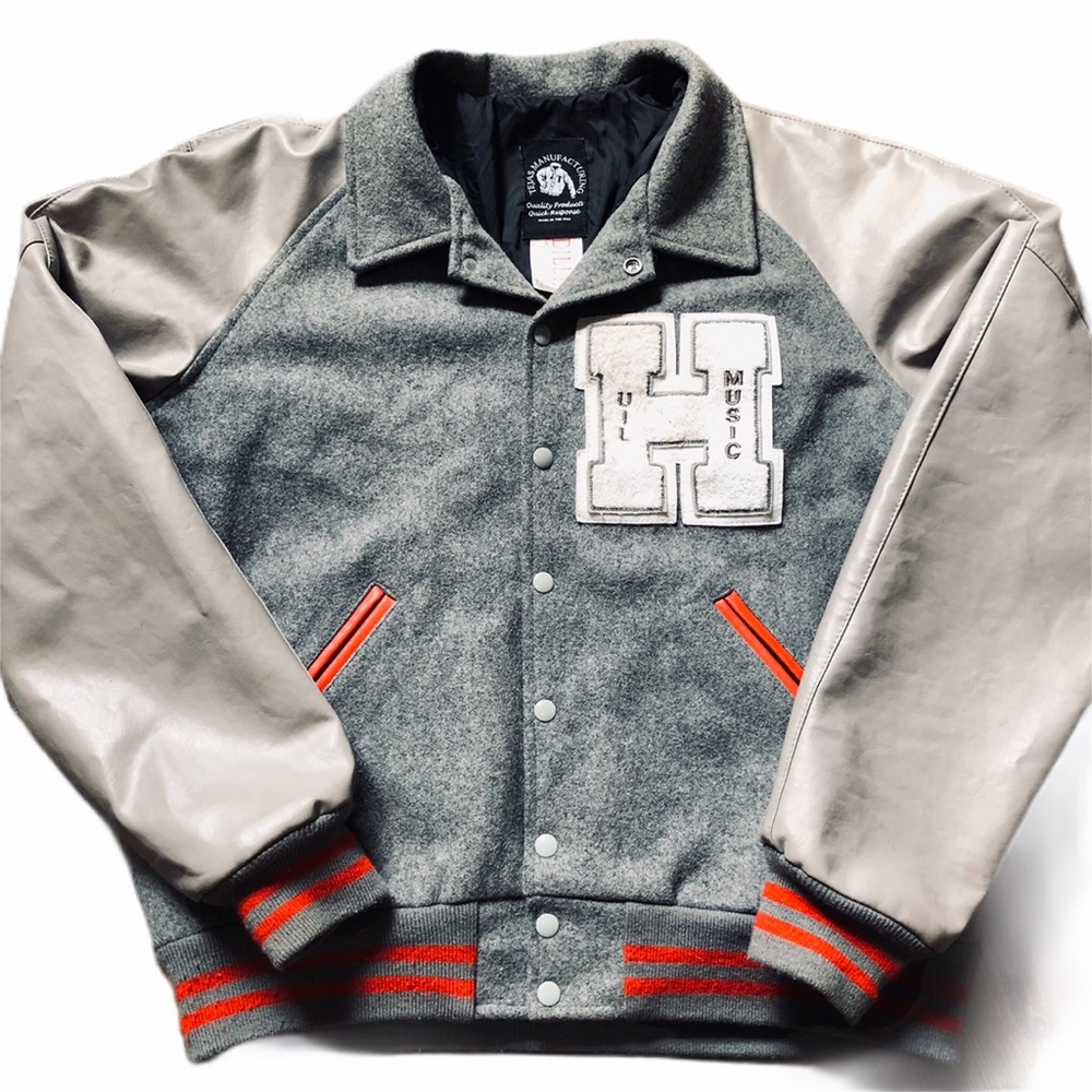 Leather Varsity Button Down Jacket